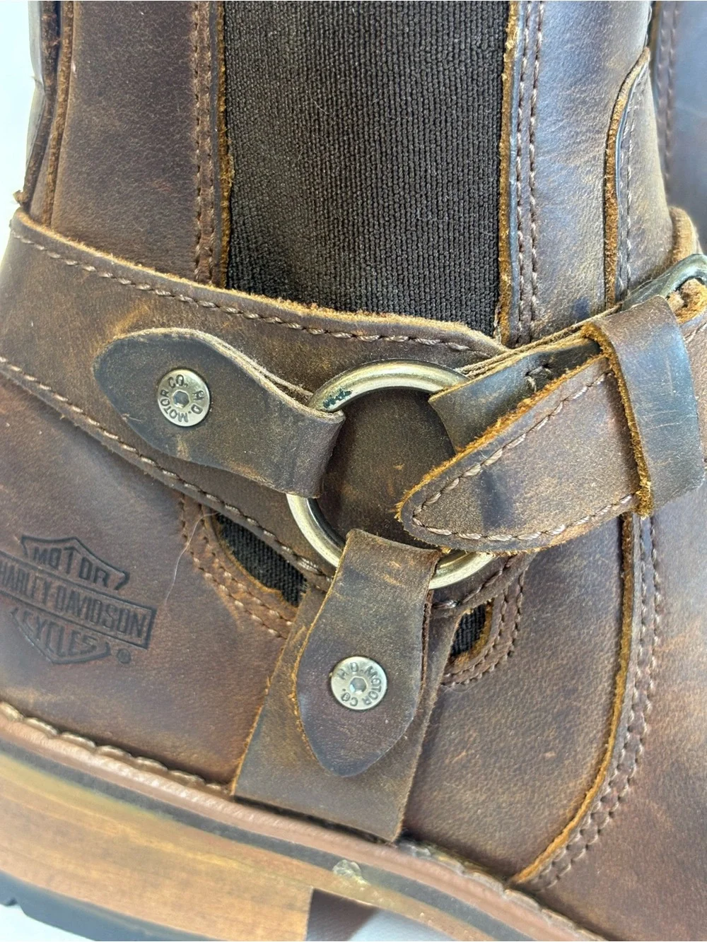 Harley-Davidson Women’s Brown Leather Harness Ankle Boots, size 5.5